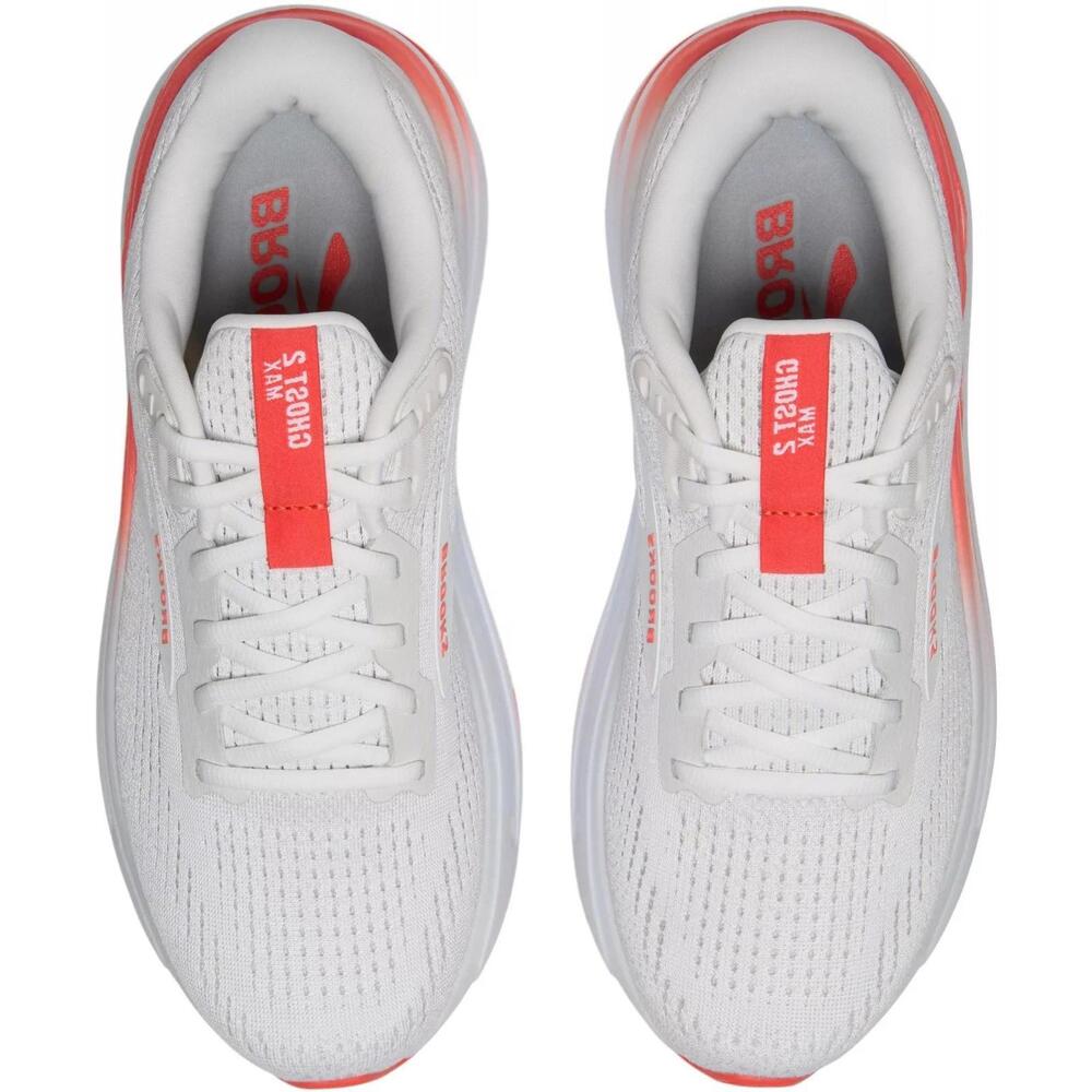 Brooks Ghost Max 2 Running Shoe White Hot coral Orange Women Size 8 - Picture 4 of 9